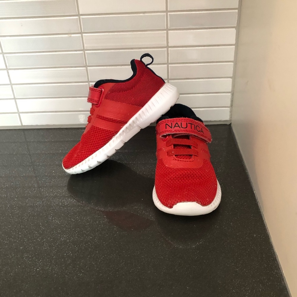 Nautica baby red velcro sneakers